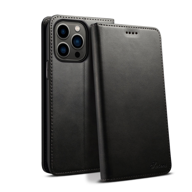Suteni Calf Texture Horizontal Flip Leather Phone Case, For iPhone 15