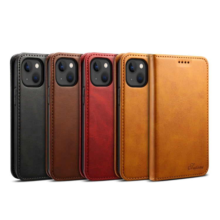 Suteni Calf Texture Horizontal Flip Leather Phone Case, For iPhone 15