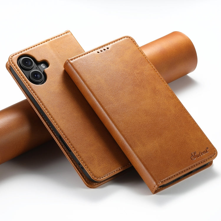 Suteni Calf Texture Horizontal Flip Leather Phone Case, For iPhone 15 Pro, For iPhone 15 Plus, For iPhone 15