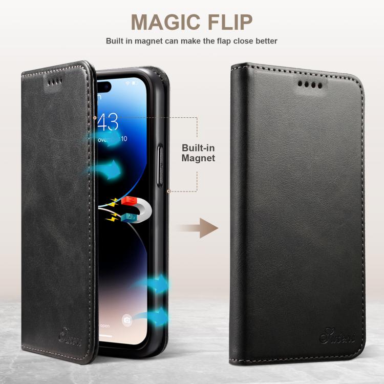 Suteni Calf Texture Horizontal Flip Leather Phone Case, For iPhone 16e, For iPhone 16 Pro Max, For iPhone 16 Pro, For iPhone 16 Plus, For iPhone 16, For iPhone 15 Pro Max