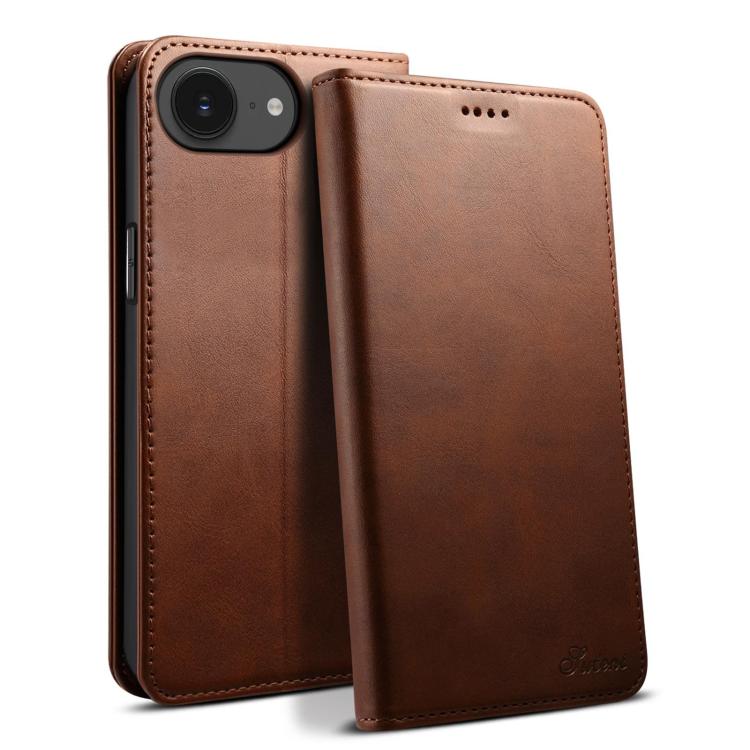 Suteni Calf Texture Horizontal Flip Leather Phone Case, For iPhone 15