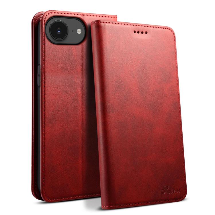 Suteni Calf Texture Horizontal Flip Leather Phone Case, For iPhone 15