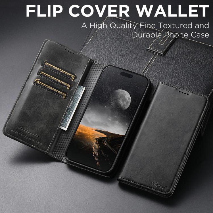 Suteni Calf Texture Horizontal Flip Leather Phone Case, For iPhone 15 Pro, For iPhone 15 Plus, For iPhone 15