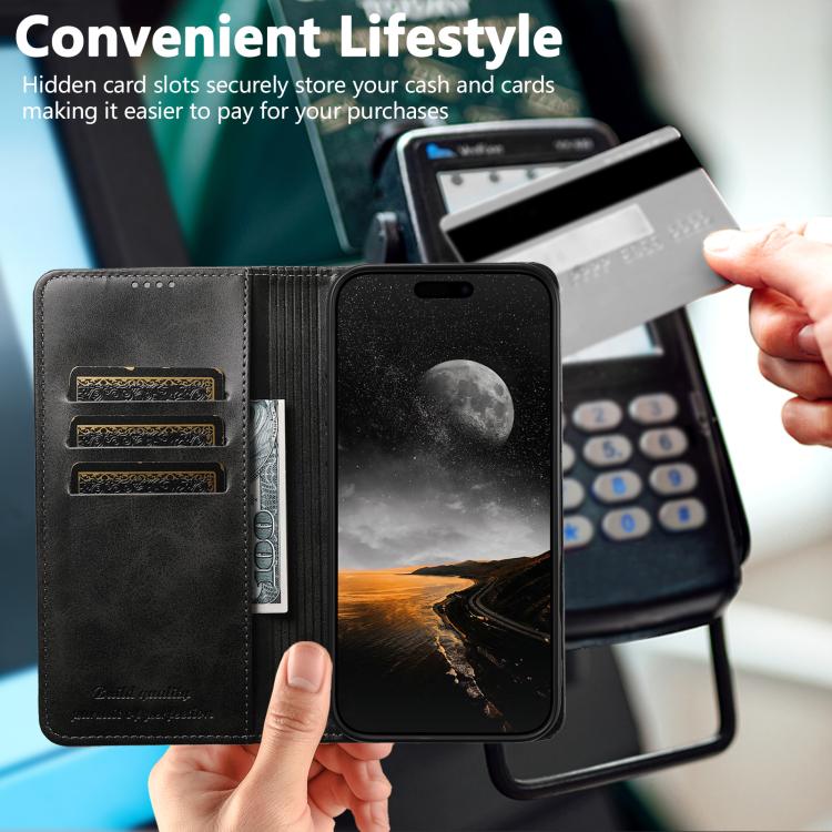 Suteni Calf Texture Horizontal Flip Leather Phone Case, For iPhone 15 Pro, For iPhone 15 Plus, For iPhone 15