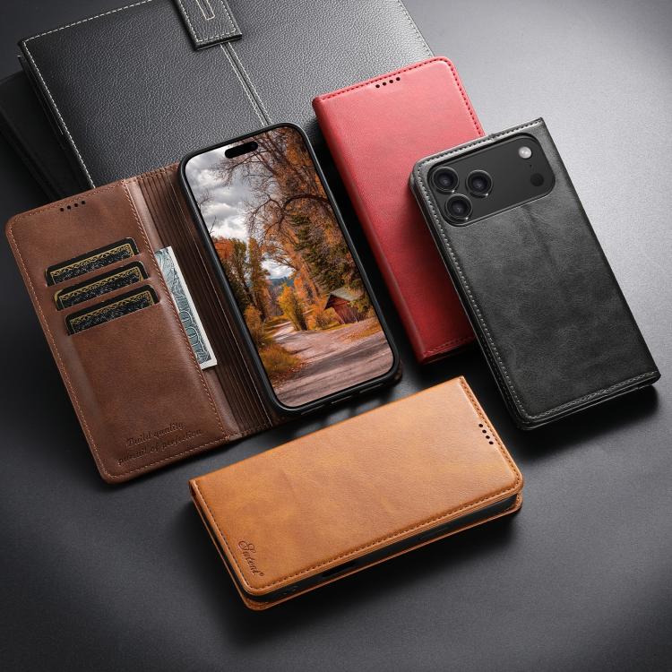 Suteni Calf Texture Horizontal Flip Leather Phone Case, For iPhone 16e, For iPhone 16 Pro Max, For iPhone 16 Pro, For iPhone 16 Plus, For iPhone 16, For iPhone 15 Pro Max