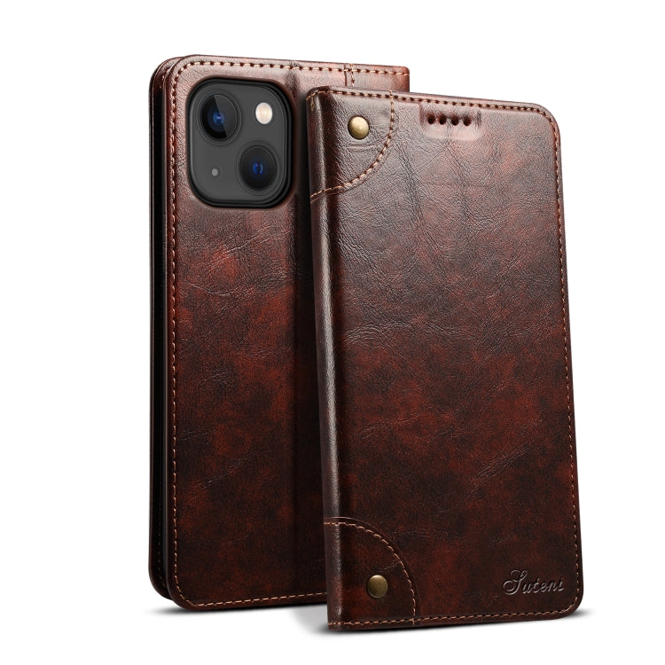 Suteni Baroque Calf Texture Buckle Wallet Leather Phone Case, For iPhone 16, For iPhone 15 Pro Max, For iPhone 15 Pro, For iPhone 15 Plus