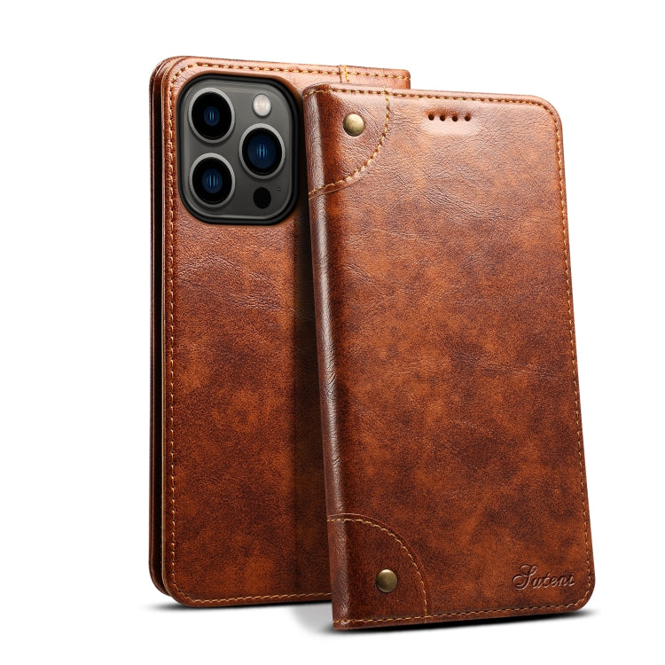 Suteni Baroque Calf Texture Buckle Wallet Leather Phone Case, For iPhone 16, For iPhone 15 Pro Max, For iPhone 15 Pro, For iPhone 15 Plus