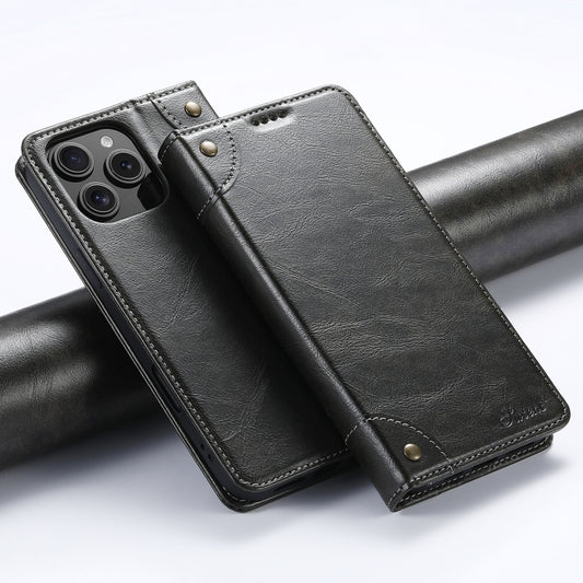 Suteni Baroque Calf Texture Buckle Wallet Leather Phone Case, For iPhone 16, For iPhone 15 Pro Max, For iPhone 15 Pro, For iPhone 15 Plus