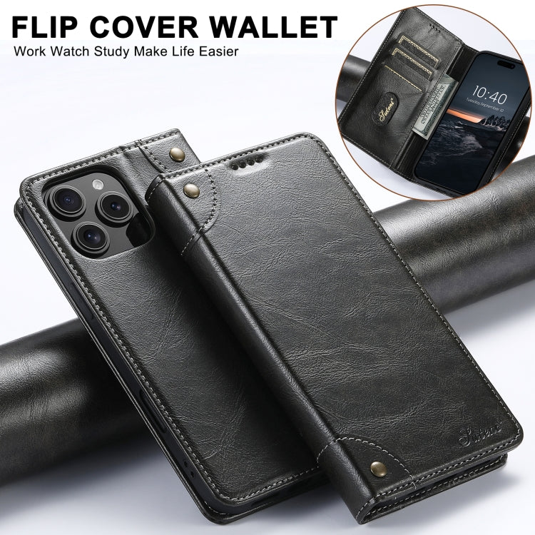 Suteni Baroque Calf Texture Buckle Wallet Leather Phone Case, For iPhone 16, For iPhone 15 Pro Max, For iPhone 15 Pro, For iPhone 15 Plus