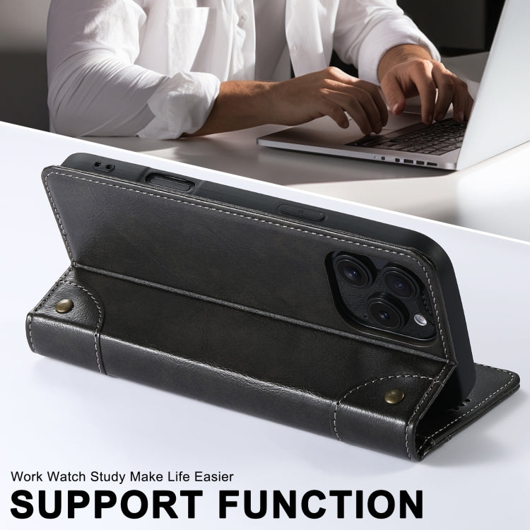 Suteni Baroque Calf Texture Buckle Wallet Leather Phone Case, For iPhone 16, For iPhone 15 Pro Max, For iPhone 15 Pro, For iPhone 15 Plus