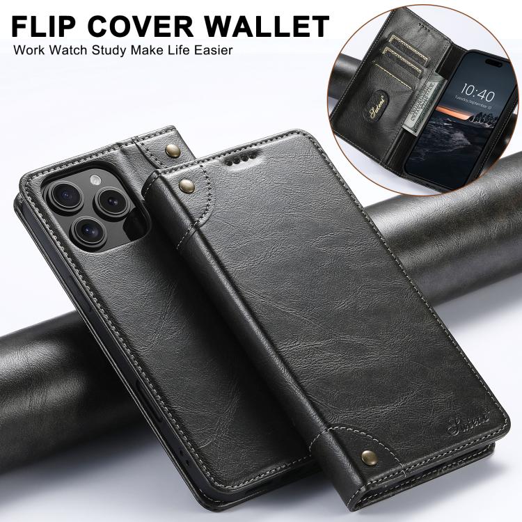Suteni Baroque Calf Texture Buckle Wallet Leather Phone Case, For iPhone 16e, For iPhone 16 Pro Max, For iPhone 16 Pro, For iPhone 16 Plus