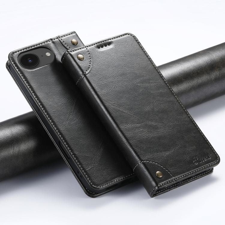 Suteni Baroque Calf Texture Buckle Wallet Leather Phone Case, For iPhone 16e, For iPhone 16 Pro Max, For iPhone 16 Pro, For iPhone 16 Plus
