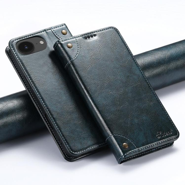 Suteni Baroque Calf Texture Buckle Wallet Leather Phone Case, For iPhone 16e, For iPhone 16 Pro Max, For iPhone 16 Pro, For iPhone 16 Plus