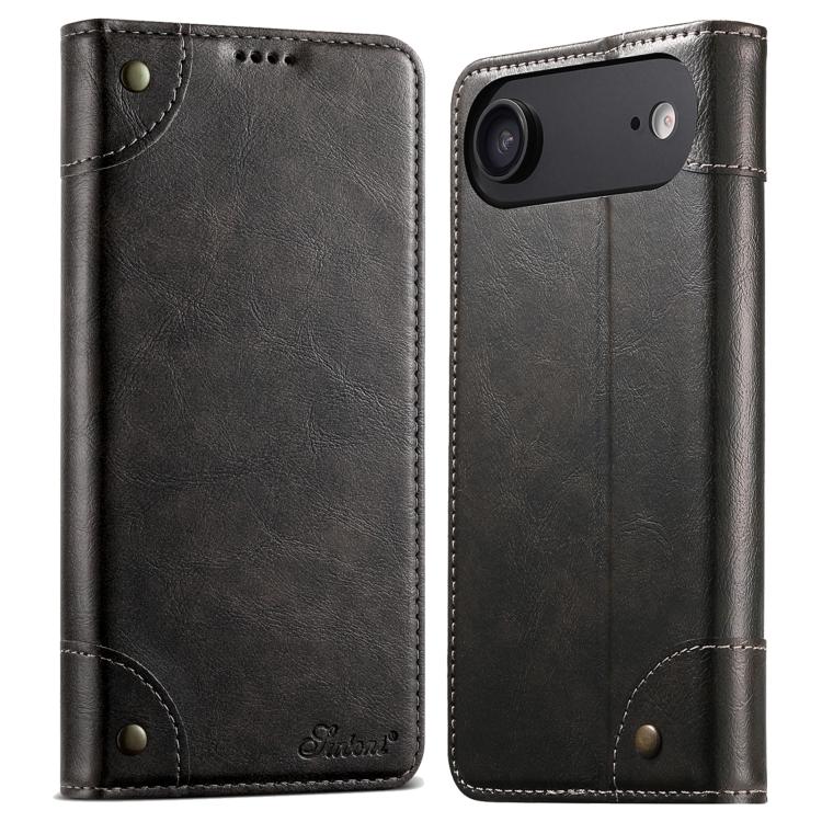 Suteni Baroque Calf Texture Buckle Wallet Leather Phone Case, For iPhone 16e, For iPhone 16 Pro Max, For iPhone 16 Pro, For iPhone 16 Plus