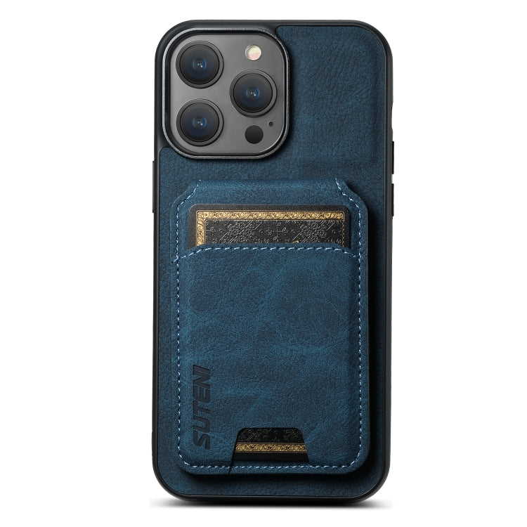 Suteni H02 Litchi Leather Card Wallet Stand Back Phone Case, For iPhone 16, For iPhone 15 Pro Max, For iPhone 15 Pro, For iPhone 15 Plus