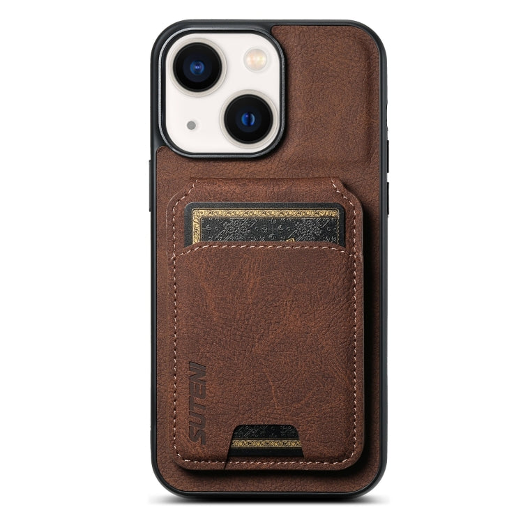 Suteni H02 Litchi Leather Card Wallet Stand Back Phone Case, For iPhone 15, For iPhone 14 Plus, For iPhone 14, For iPhone 14 Pro