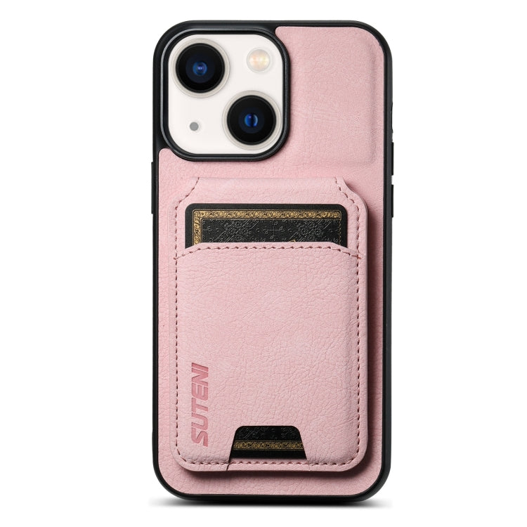 Suteni H02 Litchi Leather Card Wallet Stand Back Phone Case, For iPhone 15, For iPhone 14 Plus, For iPhone 14, For iPhone 14 Pro