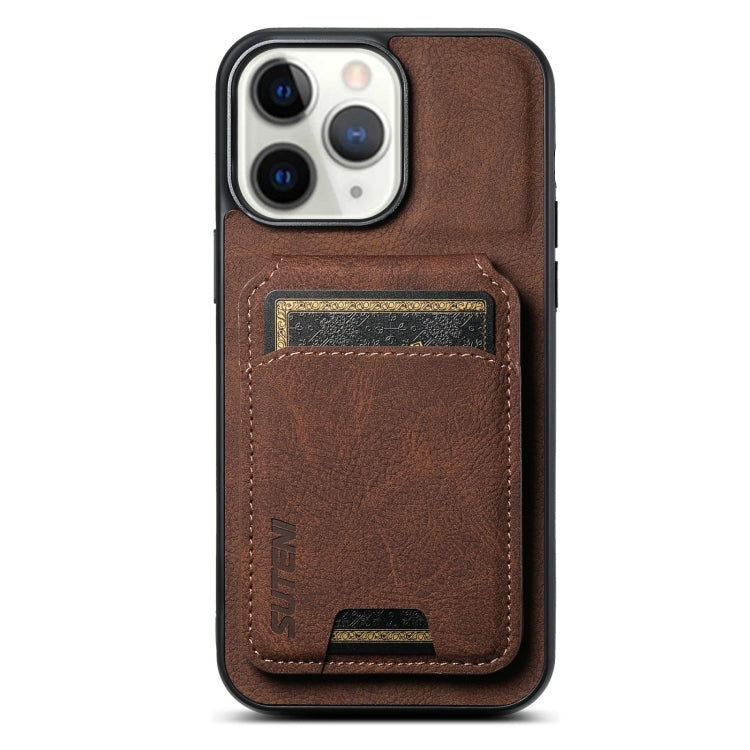 Suteni H02 Litchi Leather Card Wallet Stand Back Phone Case, For iPhone 12 / 12 Pro, For iPhone 12 Pro Max, For iPhone 11 Pro Max, For iPhone 11