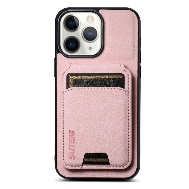 Suteni H02 Litchi Leather Card Wallet Stand Back Phone Case, For iPhone 12 / 12 Pro, For iPhone 12 Pro Max, For iPhone 11 Pro Max, For iPhone 11