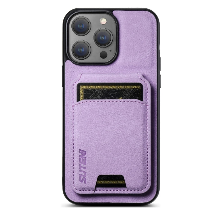 Suteni H02 Litchi Leather Card Wallet Stand Back Phone Case, For iPhone 16e, For iPhone 16 Pro Max, For iPhone 16 Pro, For iPhone 16 Plus