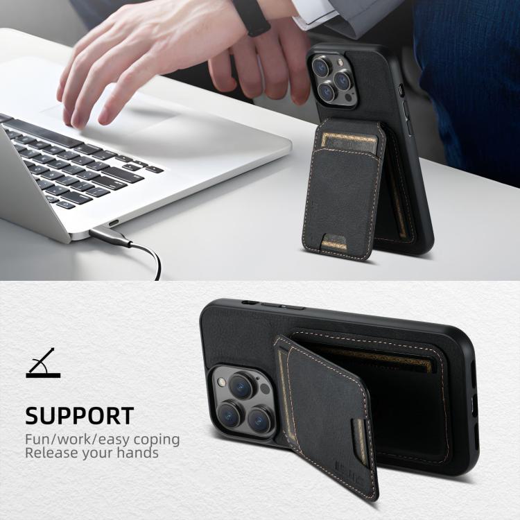 Suteni H02 Litchi Leather Card Wallet Stand Back Phone Case, For iPhone 16e, For iPhone 16 Pro Max, For iPhone 16 Pro, For iPhone 16 Plus