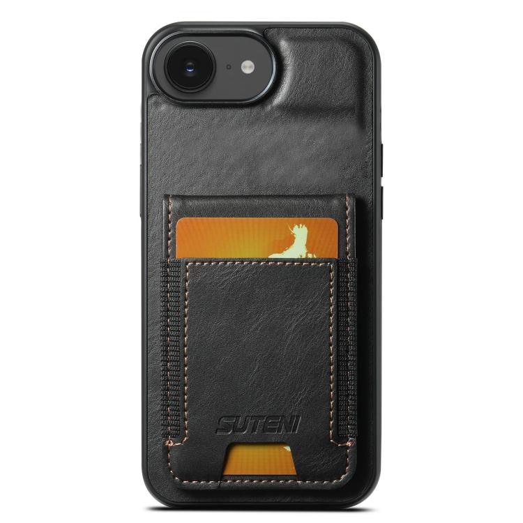 Suteni H03 Oil Wax Leather Wallet Stand Back Phone Case, For iPhone 12 / 12 Pro