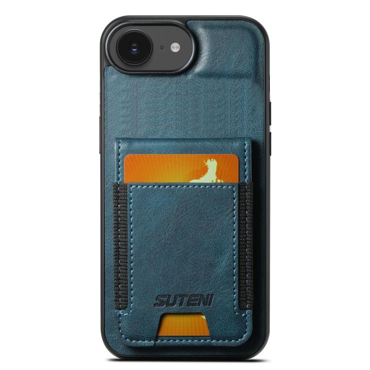 Suteni H03 Oil Wax Leather Wallet Stand Back Phone Case, For iPhone 12 / 12 Pro