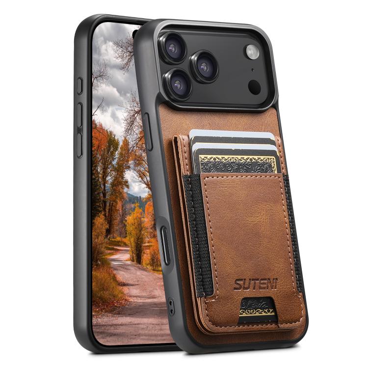 Suteni H03 Oil Wax Leather Wallet Stand Back Phone Case, For iPhone 17 Pro Max, For iPhone 17 Pro, For iPhone 17, For iPhone Air, For iPhone 16e, For iPhone 16 Pro Max, For iPhone 16 Pro, For iPhone 16 Plus