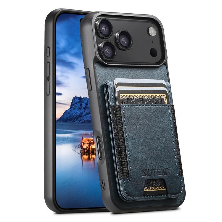 Suteni H03 Oil Wax Leather Wallet Stand Back Phone Case, For iPhone 17 Pro Max, For iPhone 17 Pro, For iPhone 17, For iPhone Air, For iPhone 16e, For iPhone 16 Pro Max, For iPhone 16 Pro, For iPhone 16 Plus