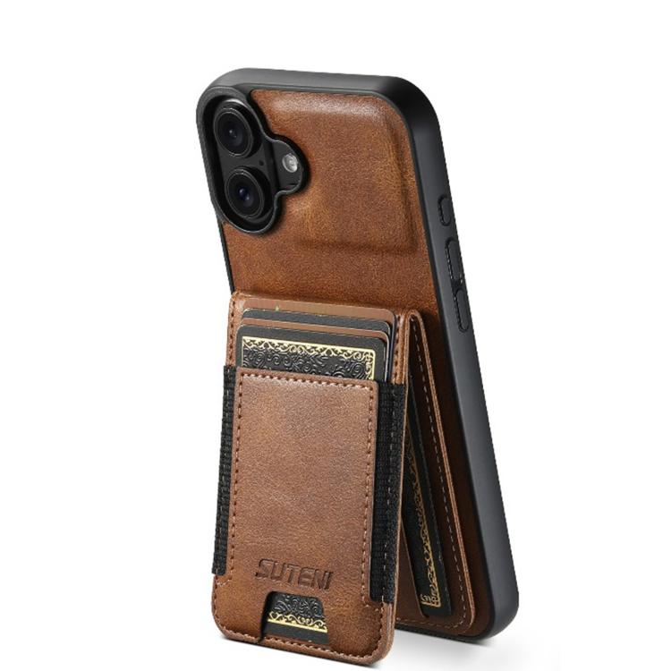Suteni H03 Oil Wax Leather Wallet Stand Back Phone Case, For iPhone 17 Pro Max, For iPhone 17 Pro, For iPhone 17, For iPhone Air, For iPhone 16e, For iPhone 16 Pro Max, For iPhone 16 Pro, For iPhone 16 Plus