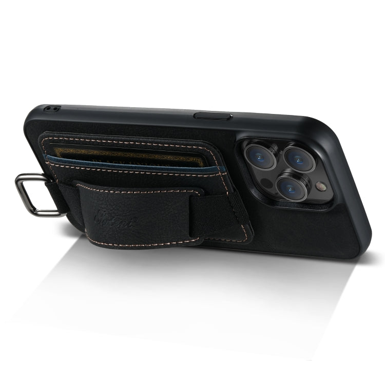 Suteni H13 Litchi Leather Wrist Strap Wallet Back Phone Case, For iPhone 12 / 12 Pro, For iPhone 12 Pro Max, For iPhone 11 Pro Max, For iPhone 11