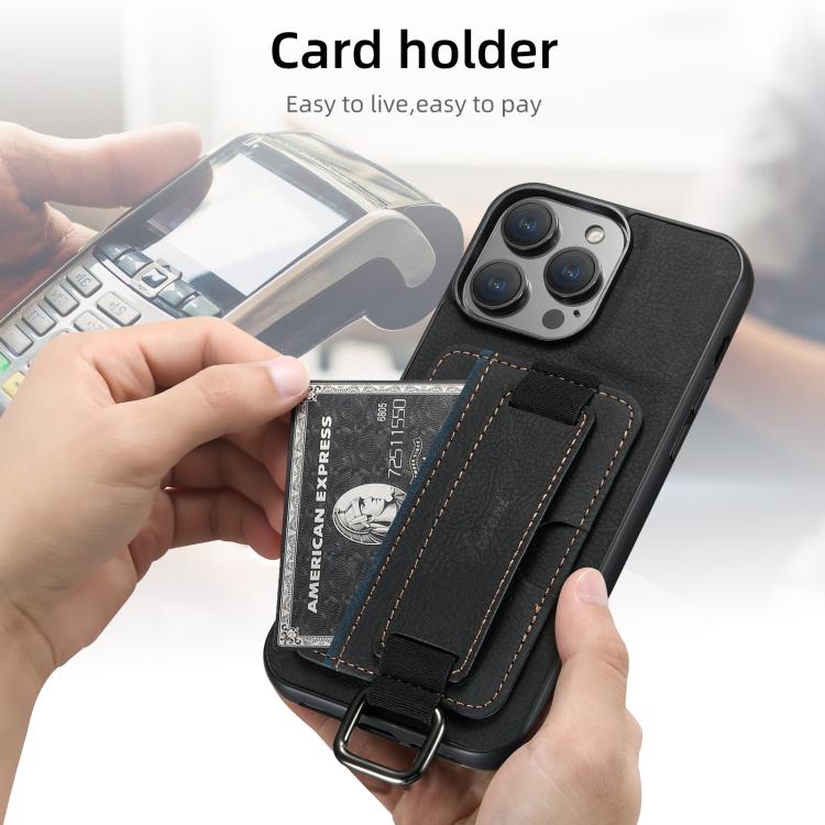Suteni H13 Litchi Leather Wrist Strap Wallet Back Phone Case, For iPhone 16e, For iPhone 16 Pro Max, For iPhone 16 Pro, For iPhone 16 Plus