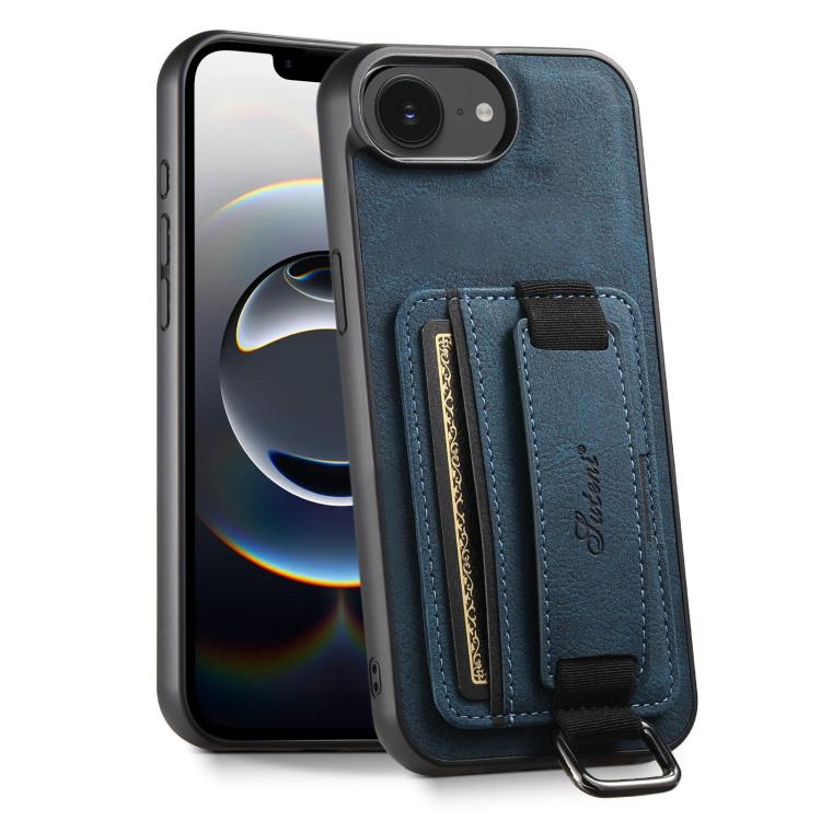 Suteni H13 Litchi Leather Wrist Strap Wallet Back Phone Case, For iPhone 16e, For iPhone 16 Pro Max, For iPhone 16 Pro, For iPhone 16 Plus