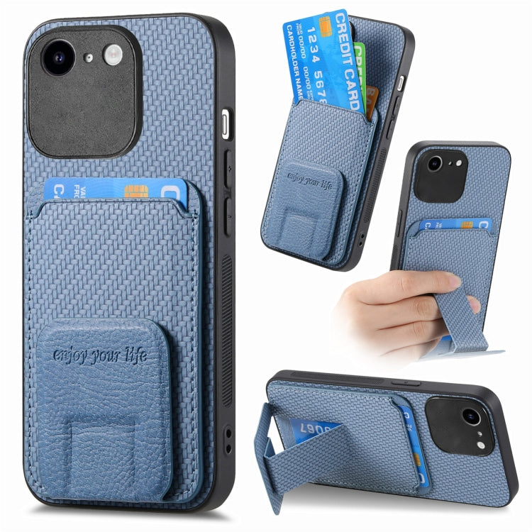 Carbon Fiber Card Bag Fold Stand Phone Case, For iPhone 12, For iPhone 12 Pro Max, For iPhone 12 Pro, For iPhone 11 Pro Max