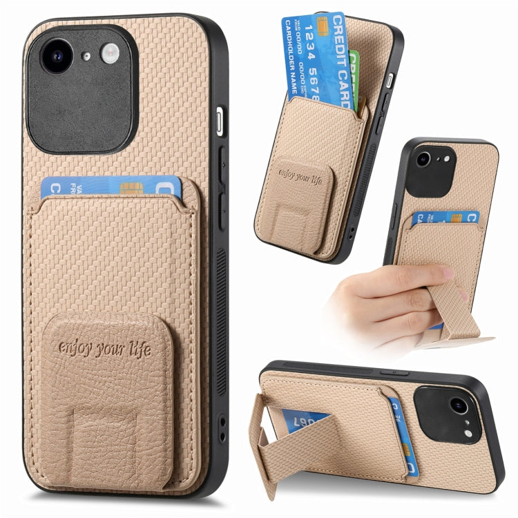 Carbon Fiber Card Bag Fold Stand Phone Case, For iPhone 12, For iPhone 12 Pro Max, For iPhone 12 Pro, For iPhone 11 Pro Max