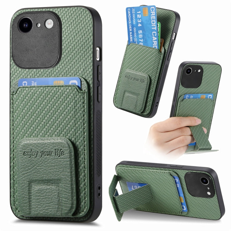 Carbon Fiber Card Bag Fold Stand Phone Case, For iPhone 12, For iPhone 12 Pro Max, For iPhone 12 Pro, For iPhone 11 Pro Max