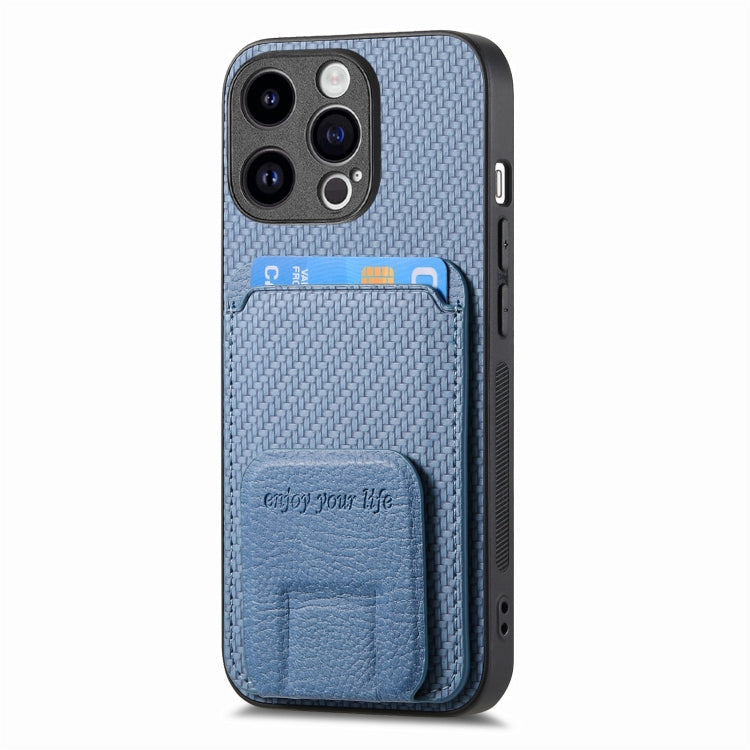 Carbon Fiber Card Bag Fold Stand Phone Case, For iPhone 7 / 8 / SE 2022, For iPhone X / XS, For iPhone 7 Plus / 8 Plus, For iPhone 6 Plus / 6s Plus