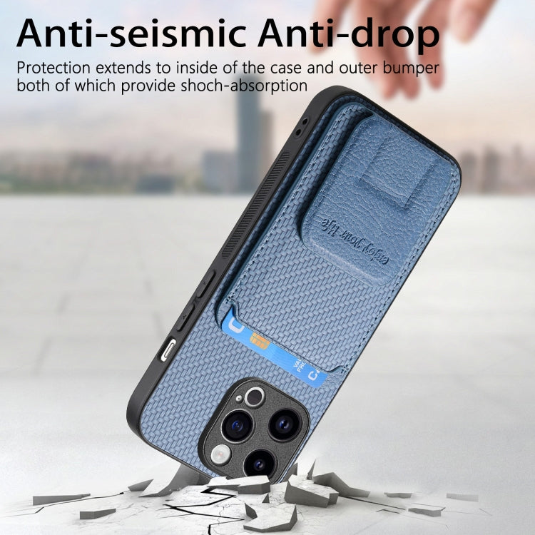 Carbon Fiber Card Bag Fold Stand Phone Case, For iPhone 7 / 8 / SE 2022, For iPhone X / XS, For iPhone 7 Plus / 8 Plus, For iPhone 6 Plus / 6s Plus