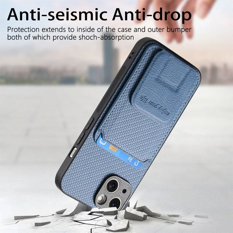 Carbon Fiber Card Bag Fold Stand Phone Case, For iPhone 11, For iPhone 11 Pro, For iPhone XR, For iPhone XS Max