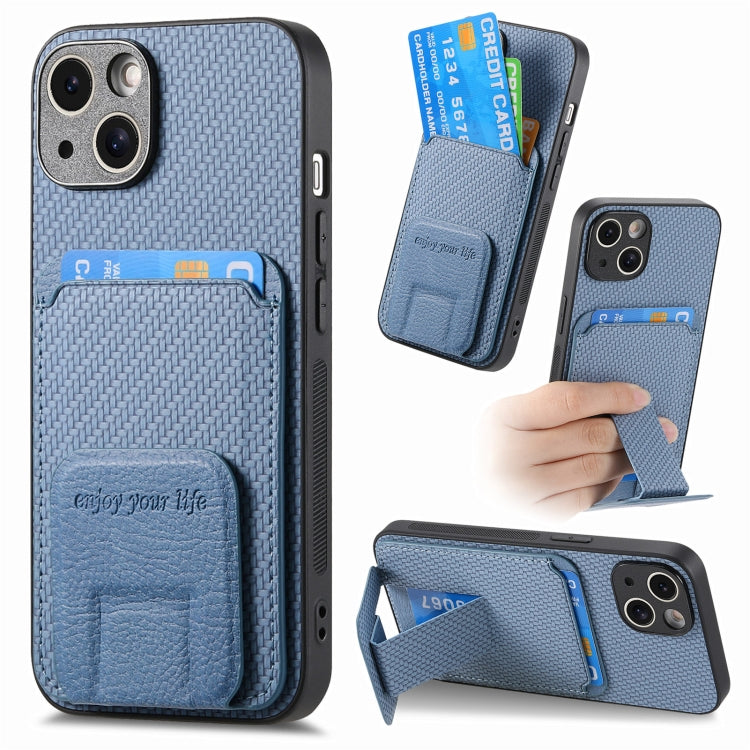 Carbon Fiber Card Bag Fold Stand Phone Case, For iPhone 11, For iPhone 11 Pro, For iPhone XR, For iPhone XS Max