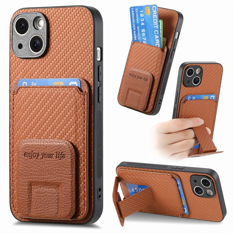 Carbon Fiber Card Bag Fold Stand Phone Case, For iPhone 11, For iPhone 11 Pro, For iPhone XR, For iPhone XS Max
