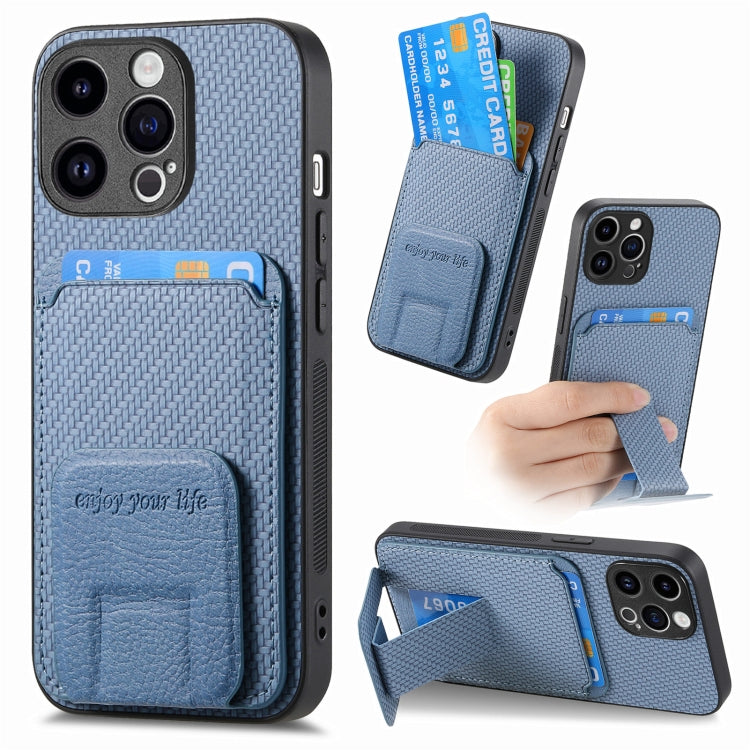 Carbon Fiber Card Bag Fold Stand Phone Case, For iPhone 12, For iPhone 12 Pro Max, For iPhone 12 Pro, For iPhone 11 Pro Max