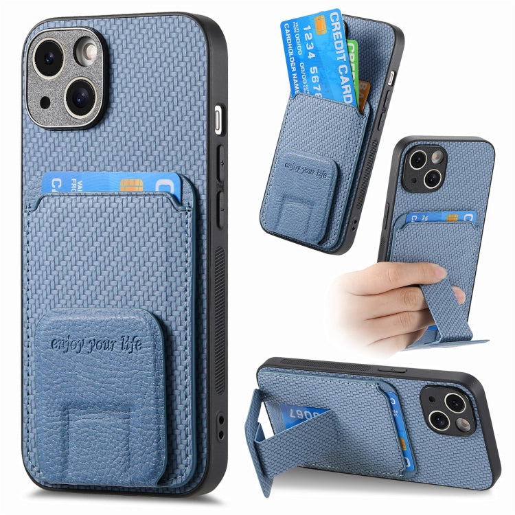 Carbon Fiber Card Bag Fold Stand Phone Case, For iPhone 14 Pro Max, For iPhone 13 Pro Max, For iPhone 13 Pro, For iPhone 13