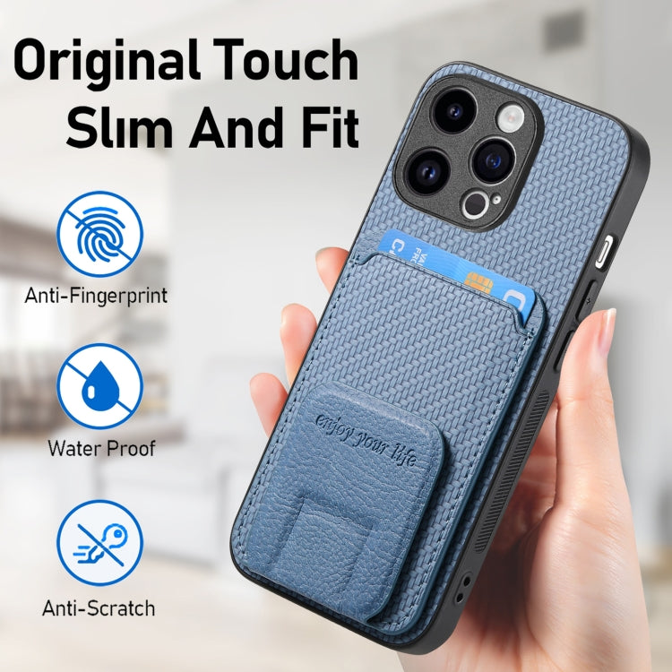 Carbon Fiber Card Bag Fold Stand Phone Case, For iPhone 12, For iPhone 12 Pro Max, For iPhone 12 Pro, For iPhone 11 Pro Max