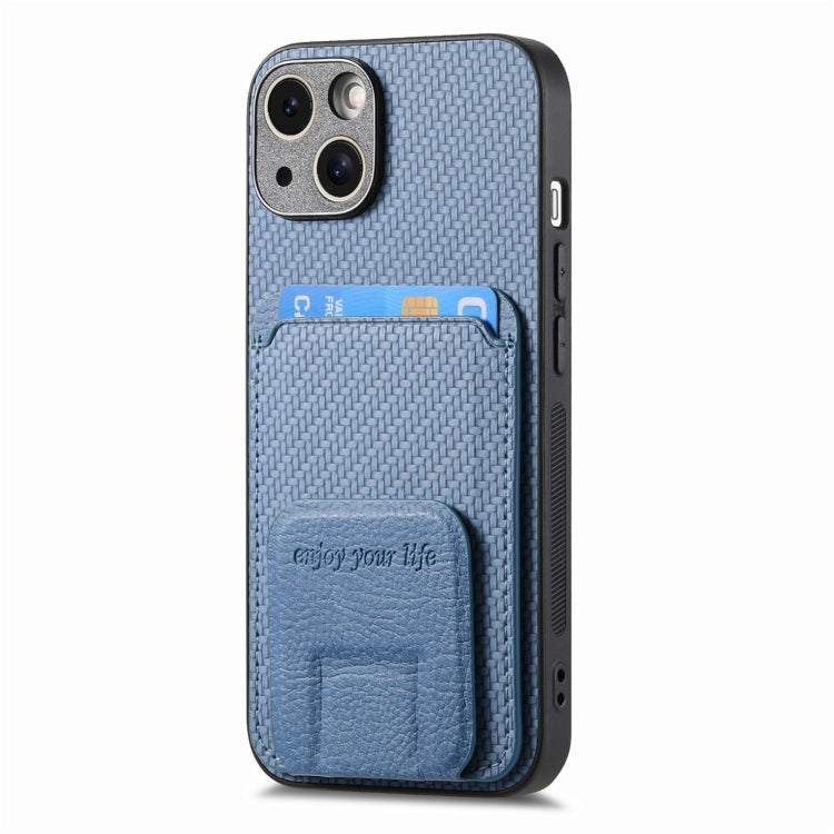 Carbon Fiber Card Bag Fold Stand Phone Case, For iPhone 14 Pro Max, For iPhone 13 Pro Max, For iPhone 13 Pro, For iPhone 13
