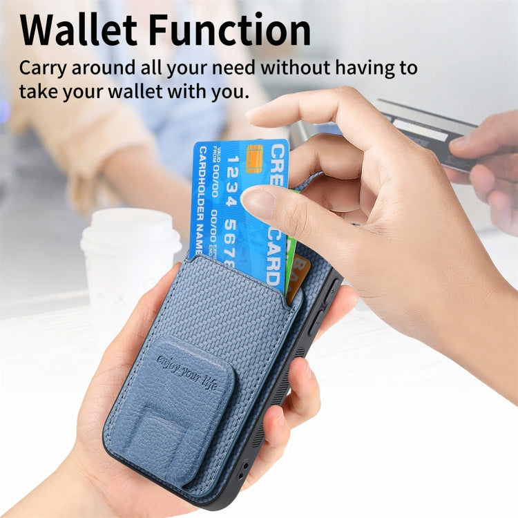 Carbon Fiber Card Bag Fold Stand Phone Case, For iPhone 14 Pro Max, For iPhone 13 Pro Max, For iPhone 13 Pro, For iPhone 13