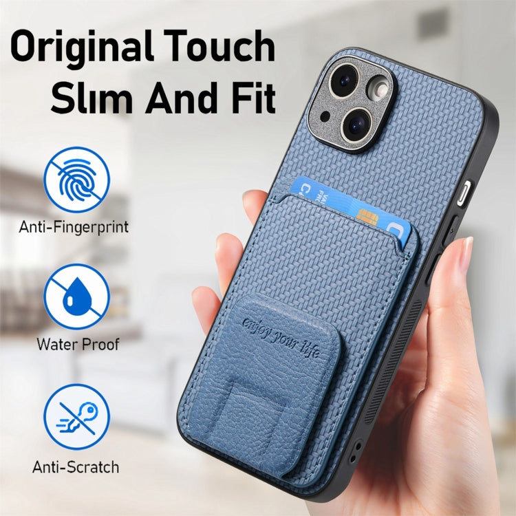 Carbon Fiber Card Bag Fold Stand Phone Case, For iPhone 14 Pro Max, For iPhone 13 Pro Max, For iPhone 13 Pro, For iPhone 13