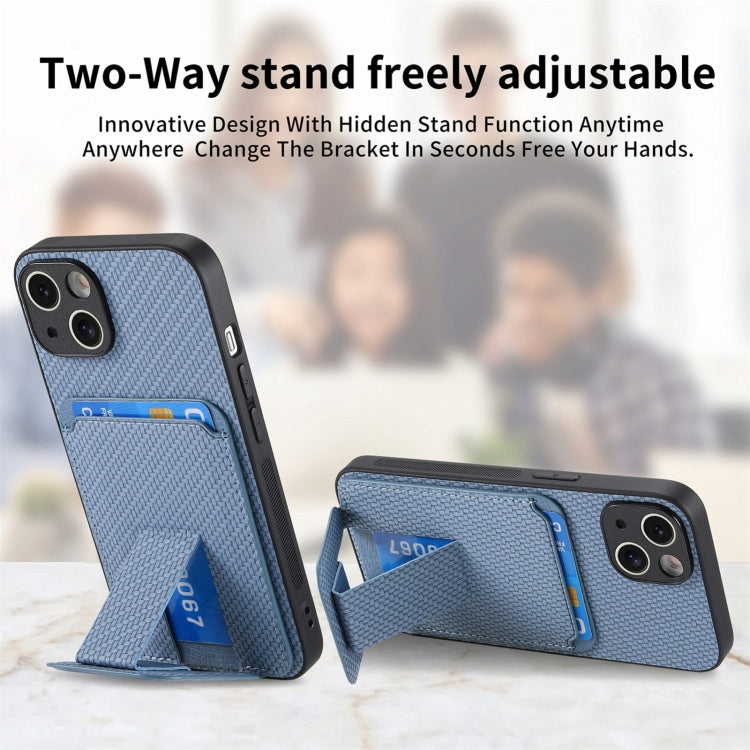 Carbon Fiber Card Bag Fold Stand Phone Case, For iPhone 14 Pro Max, For iPhone 13 Pro Max, For iPhone 13 Pro, For iPhone 13