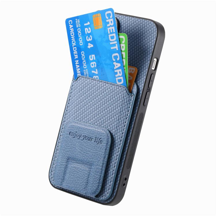 Carbon Fiber Card Bag Fold Stand Phone Case, For iPhone 16e, For iPhone 16 Pro Max, For iPhone 16 Pro, For iPhone 16 Plus
