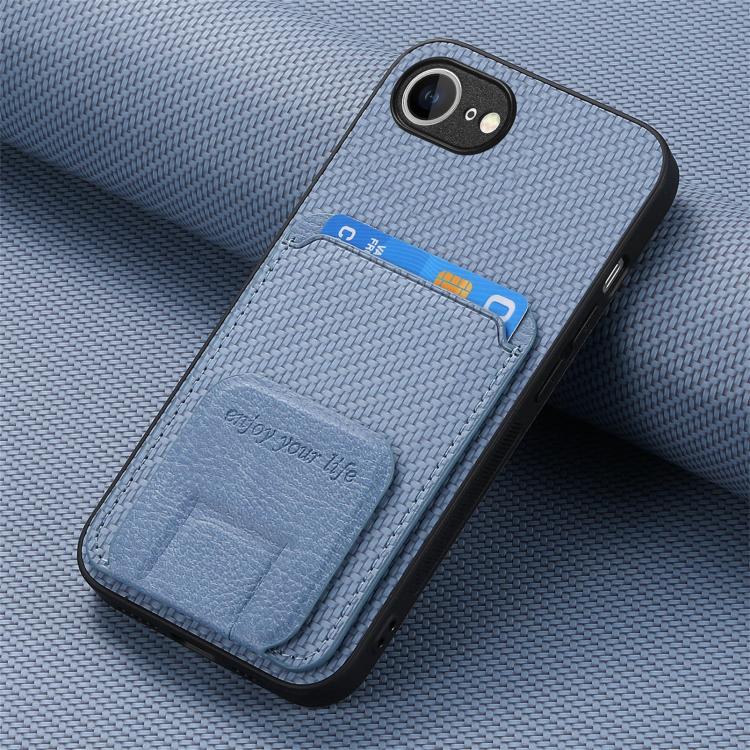 Carbon Fiber Card Bag Fold Stand Phone Case, For iPhone 16e, For iPhone 16 Pro Max, For iPhone 16 Pro, For iPhone 16 Plus
